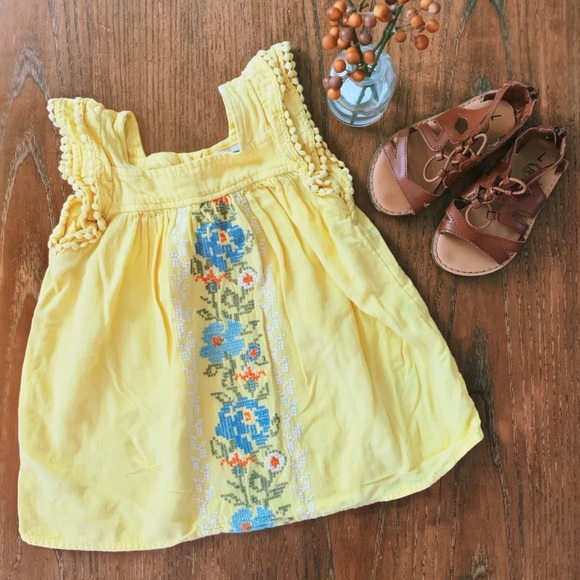 Old Navy Other - Old Navy Flower Embroidered Yellow Baby doll Top